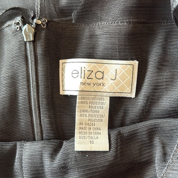 Eliza J Black Fitted Tiered Sleeveless Evening Dress Size 10 - Picture 6 of 6